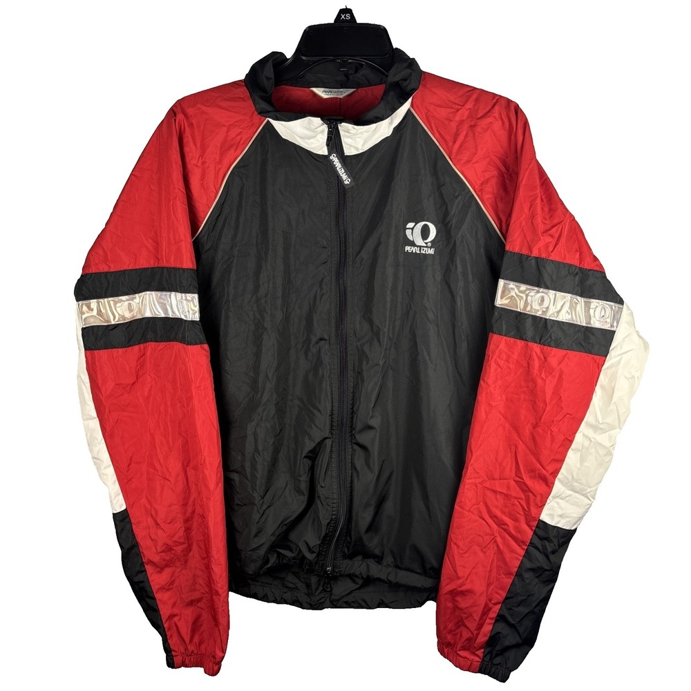 Vtg Pearl Izumi Jacket Mens Size L Black Red Cycling Windbreaker 90s